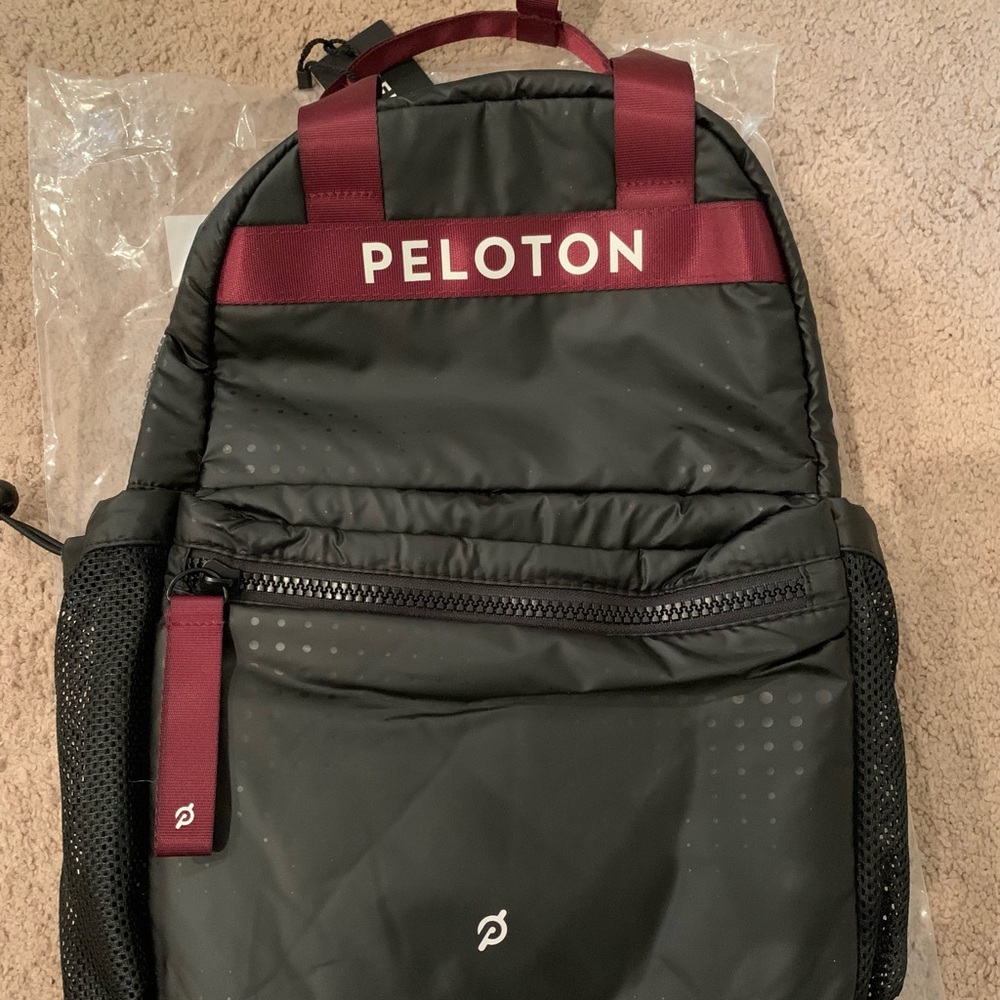 Peloton Black and Burgundy Backpack